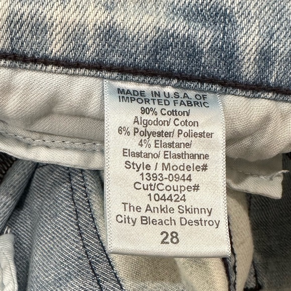 Pre-loved! CURRENT/ELLIOT The Ankle Skinny in City Bleach Destroy Jeans! - Picture 5 of 6